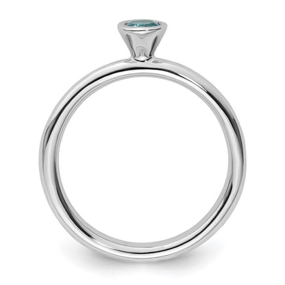 Sterlingsilber Stapelbar Expressions Hoch 4mm Rund Blautopas Ring