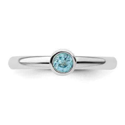 Sterlingsilber Stapelbar Expressions Hoch 4mm Rund Blautopas Ring