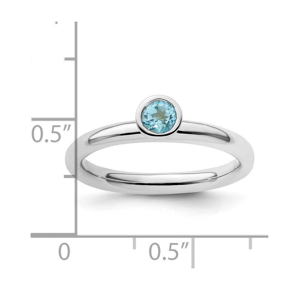 Sterlingsilber Stapelbar Expressions Hoch 4mm Rund Blautopas Ring
