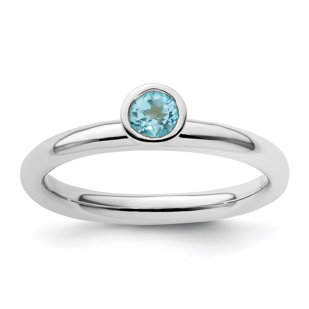 Sterlingsilber Stapelbar Expressions Hoch 4mm Rund Blautopas Ring