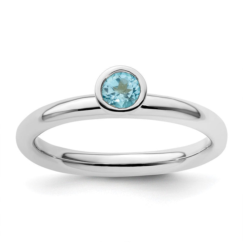 Sterlingsilber Stapelbar Expressions Hoch 4mm Rund Blautopas Ring