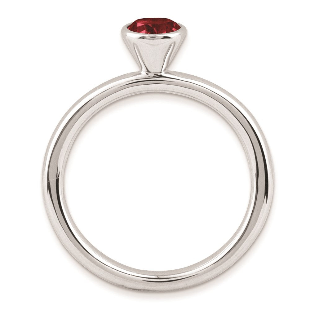 Sterlingsilber Stapelbar Expressions Hoch 5mm Rund Rhod. Granat Ring (size 5 Nur)
