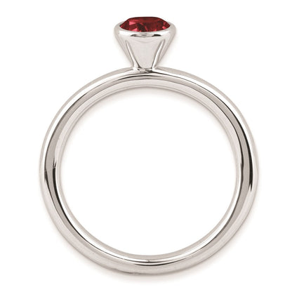 Sterlingsilber Stapelbar Expressions Hoch 5mm Rund Rhod. Granat Ring (size 5 Nur)