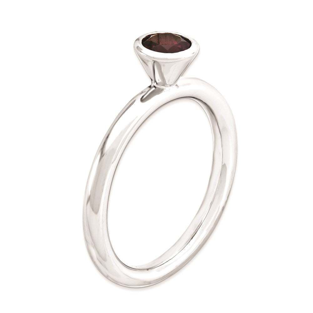 Sterlingsilber Stapelbar Expressions Hoch 5mm Rund Rhod. Granat Ring (size 5 Nur)