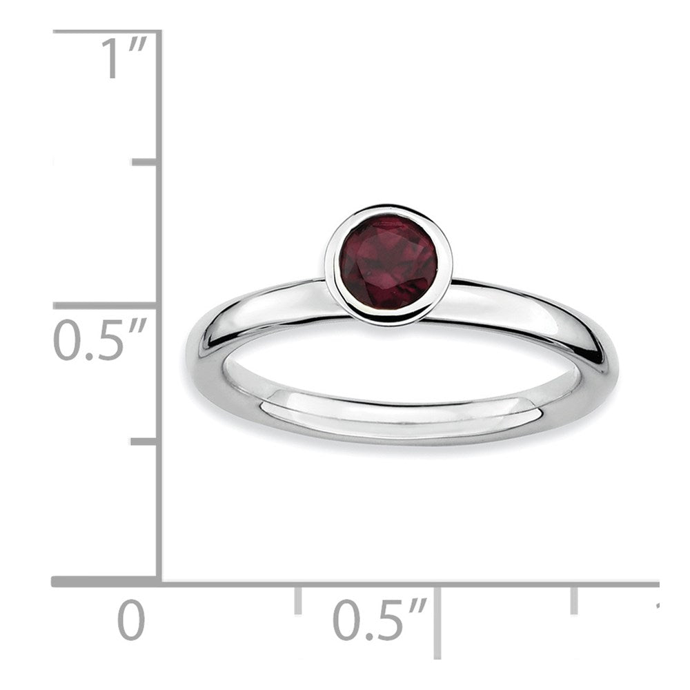 Sterlingsilber Stapelbar Expressions Hoch 5mm Rund Rhod. Granat Ring (size 5 Nur)