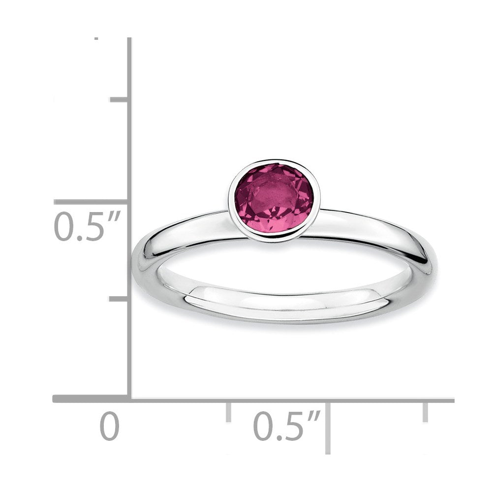 Sterlingsilber Ss Stapelbar Expressions Hoch 5mm Rund Rosa Turmalin Ring (size 5 Nur)