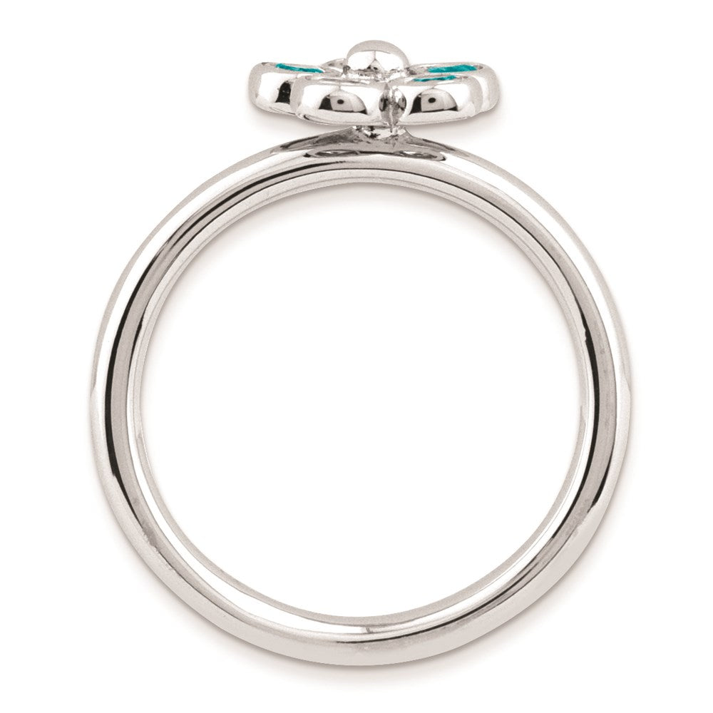 Sterlingsilber Stapelbar Expressions Blautopas Blume Ring (size 7 Nur)