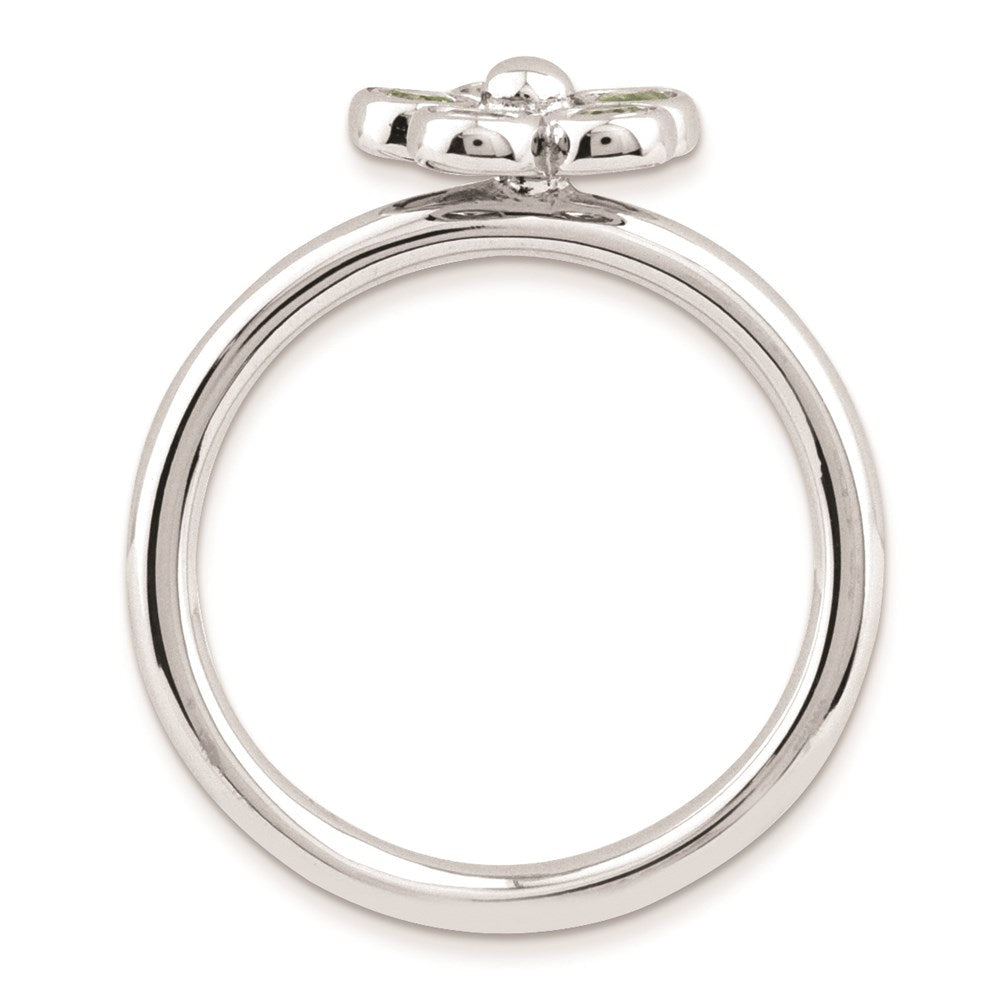 Sterlingsilber Stapelbar Expressions Peridot Blume Ring (size 6 Nur)