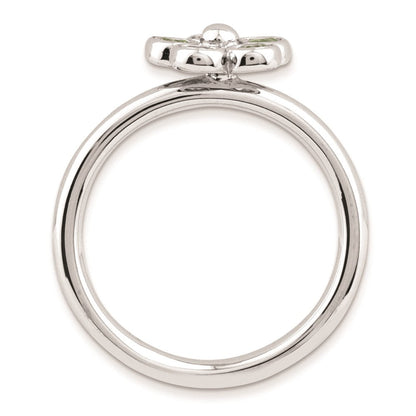 Sterlingsilber Stapelbar Expressions Peridot Blume Ring (size 6 Nur)