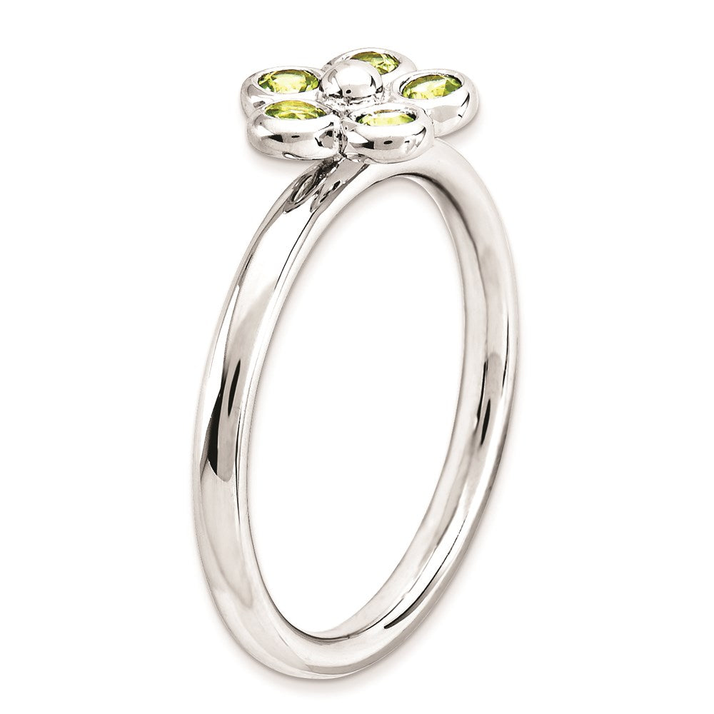 Sterlingsilber Stapelbar Expressions Peridot Blume Ring (size 6 Nur)