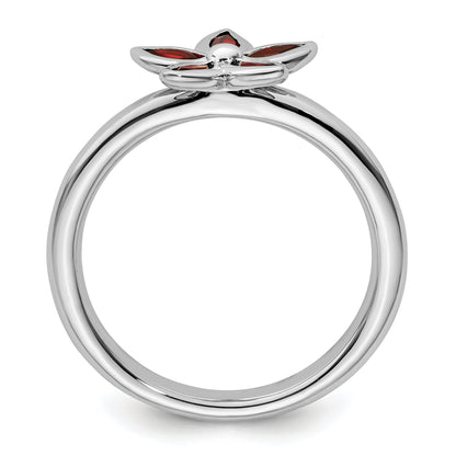 Sterlingsilber Stapelbar Expressions Granat Blume Ring