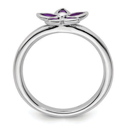 Sterlingsilber Stapelbar Expressions Amethyst Blume Ring