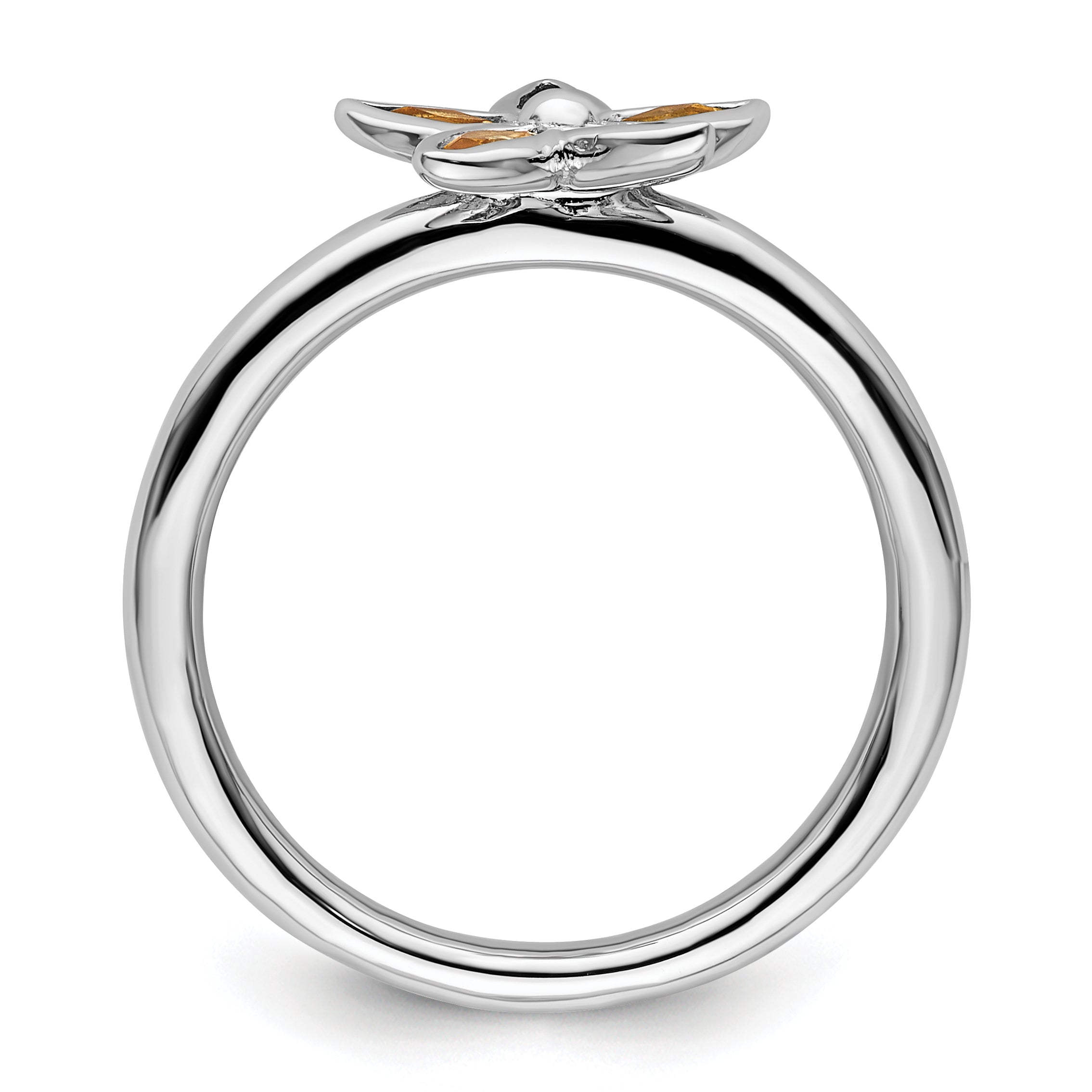 Sterlingsilber Stapelbar Expressions Citrin Blume Ring