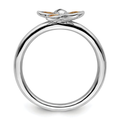 Sterlingsilber Stapelbar Expressions Citrin Blume Ring