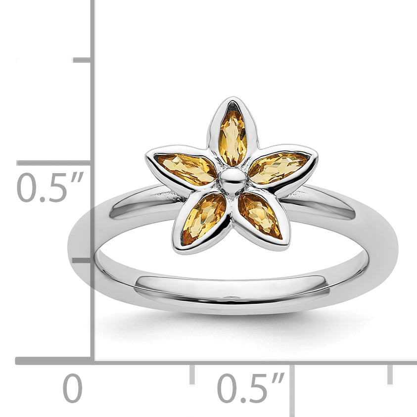 Sterlingsilber Stapelbar Expressions Citrin Blume Ring