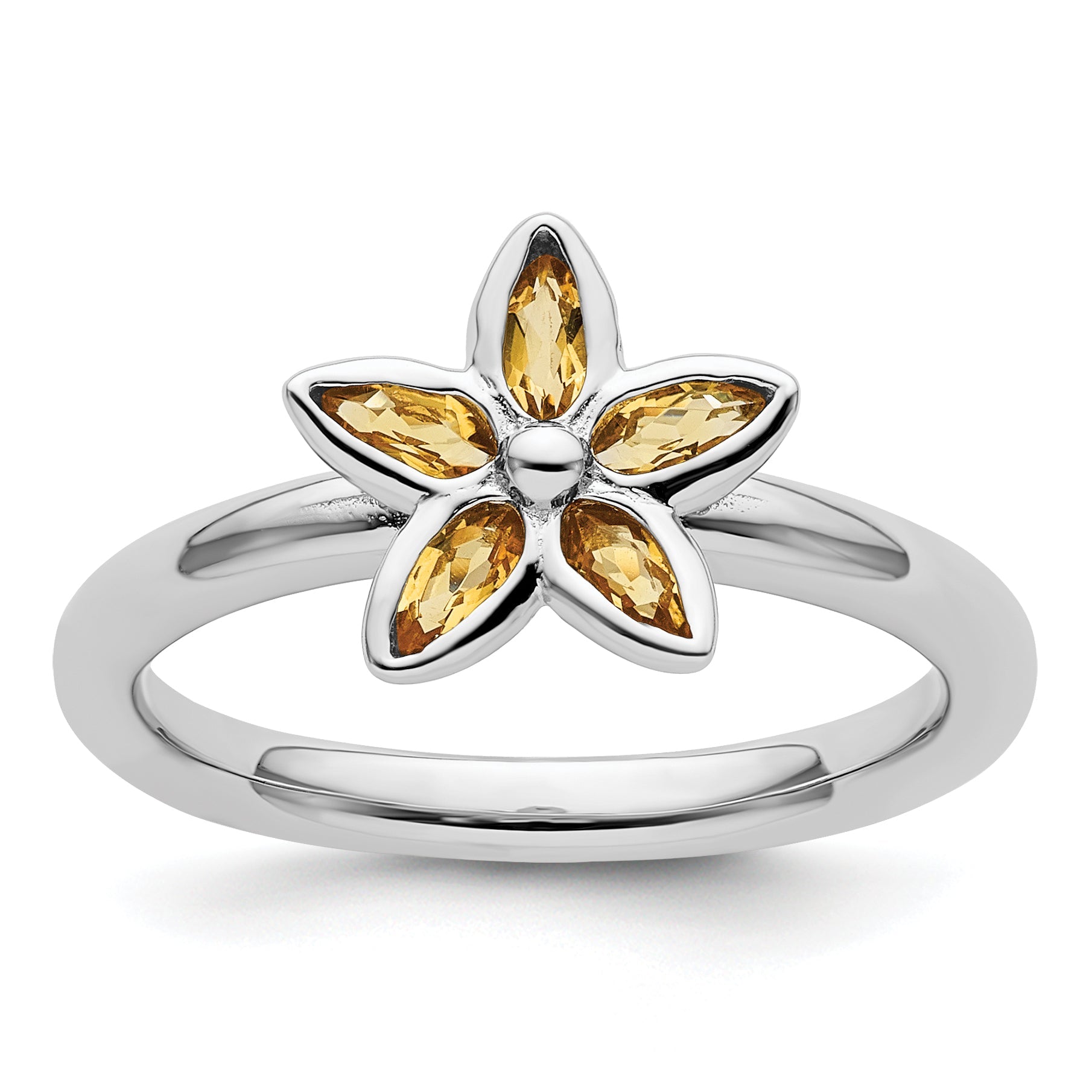Sterlingsilber Stapelbar Expressions Citrin Blume Ring