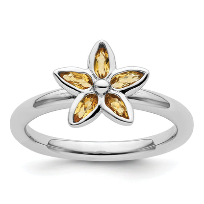 Sterlingsilber Stapelbar Expressions Citrin Blume Ring