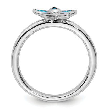 Sterlingsilber Stapelbar Expressions Blautopas Blume Ring