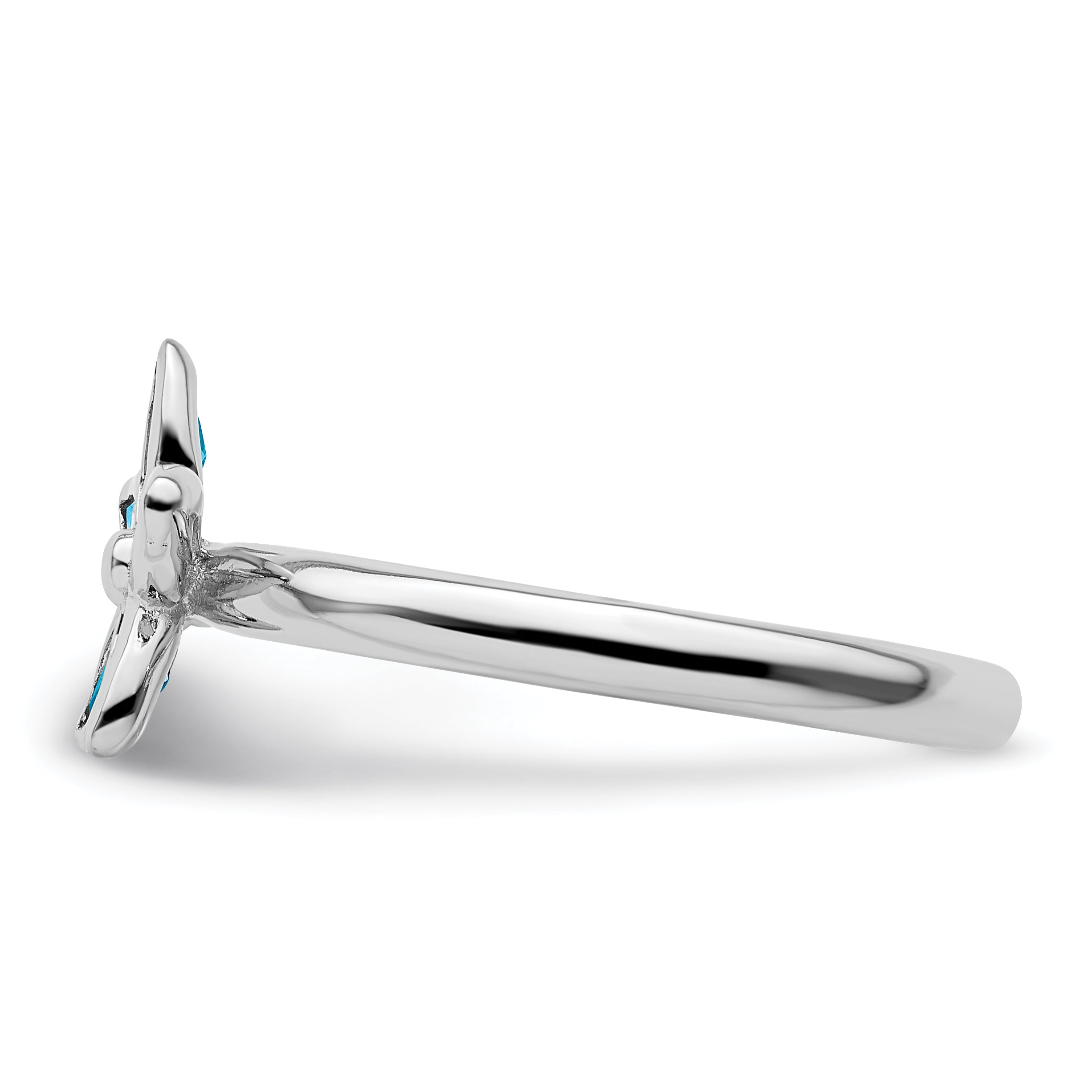 Sterlingsilber Stapelbar Expressions Blautopas Blume Ring