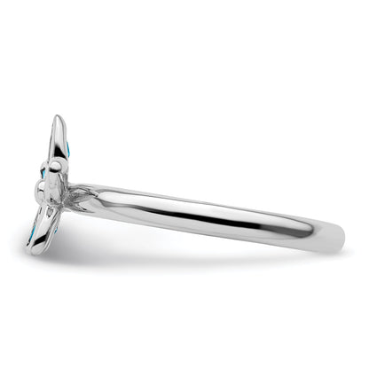 Sterlingsilber Stapelbar Expressions Blautopas Blume Ring