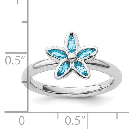 Sterlingsilber Stapelbar Expressions Blautopas Blume Ring