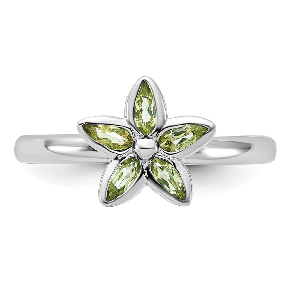 Sterlingsilber Stapelbar Expressions Peridot Blume Ring