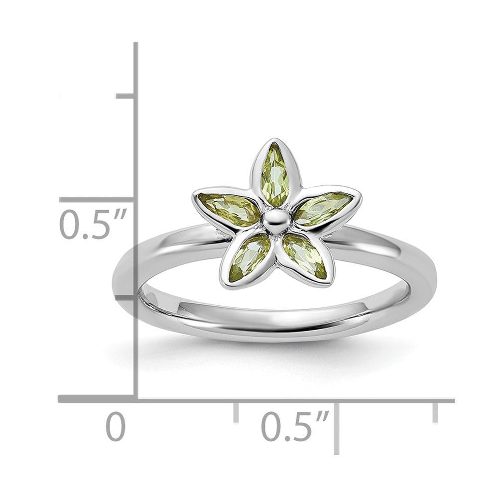Sterlingsilber Stapelbar Expressions Peridot Blume Ring