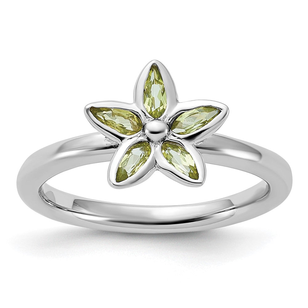 Sterlingsilber Stapelbar Expressions Peridot Blume Ring