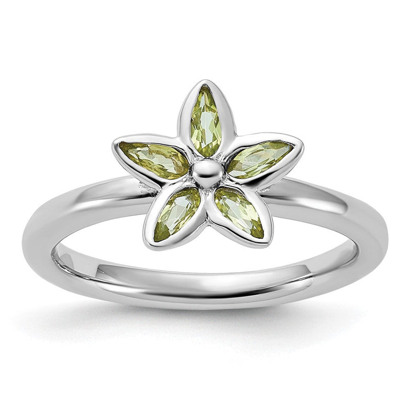 Sterlingsilber Stapelbar Expressions Peridot Blume Ring