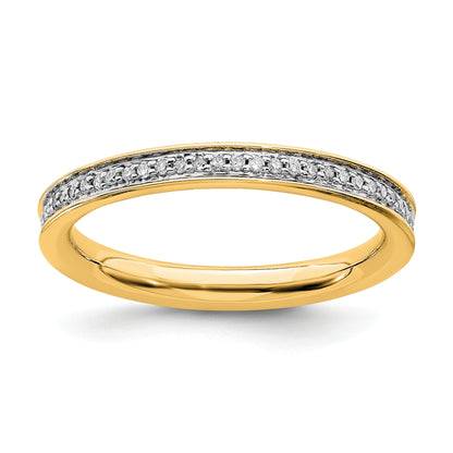 Sterlingsilber Stapelbar Expressions & Diamanten Vergoldet Ring