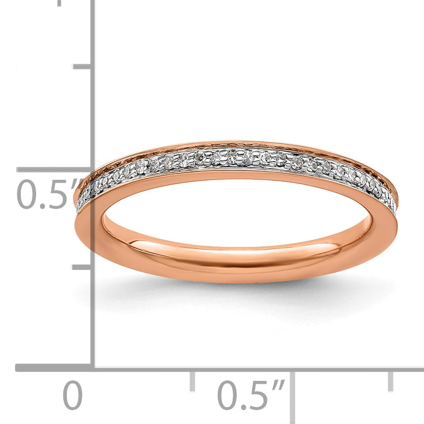 Sterlingsilber Stapelbar Expressions & Diamanten Rosa Beschichtet Ring