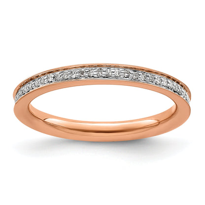 Sterlingsilber Stapelbar Expressions & Diamanten Rosa Beschichtet Ring