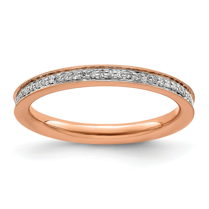 Sterlingsilber Stapelbar Expressions & Diamanten Rosa Beschichtet Ring