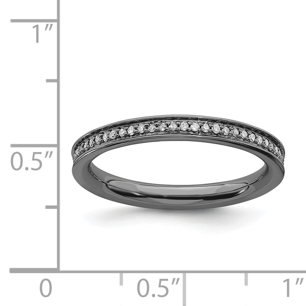 Sterlingsilber Stapelbar Expressions & Diamanten Schwarz Beschichtet Ring