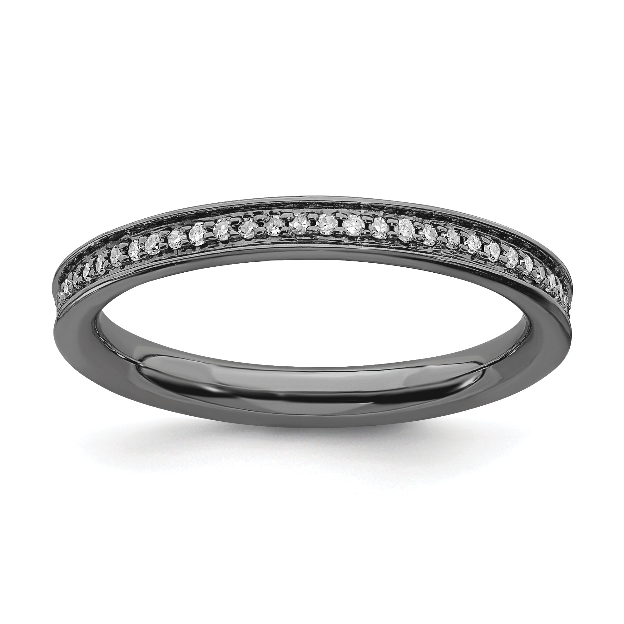 Sterlingsilber Stapelbar Expressions & Diamanten Schwarz Beschichtet Ring