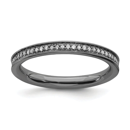 Sterlingsilber Stapelbar Expressions & Diamanten Schwarz Beschichtet Ring