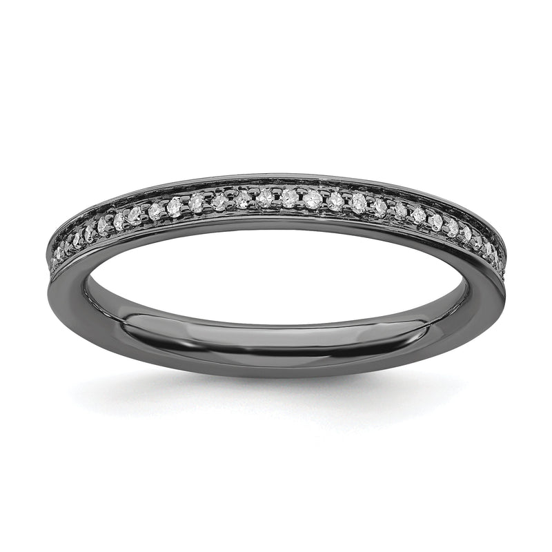 Sterlingsilber Stapelbar Expressions & Diamanten Schwarz Beschichtet Ring