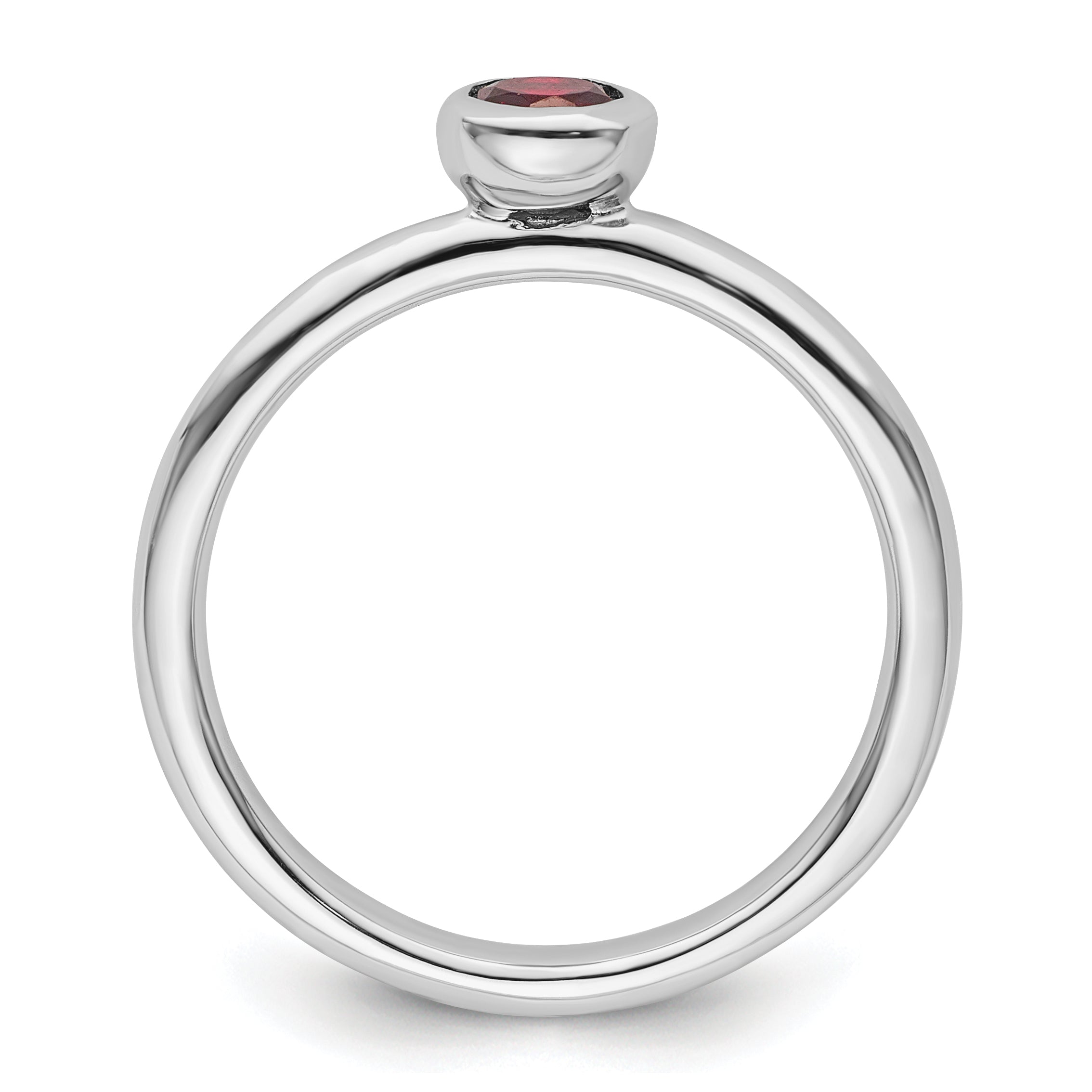 Sterlingsilber Stapelbar Expressions Low 4mm Rund Granat Ring