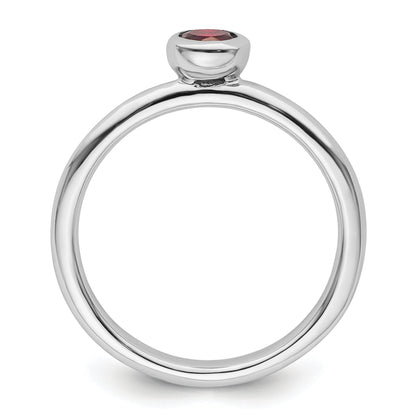 Sterlingsilber Stapelbar Expressions Low 4mm Rund Granat Ring