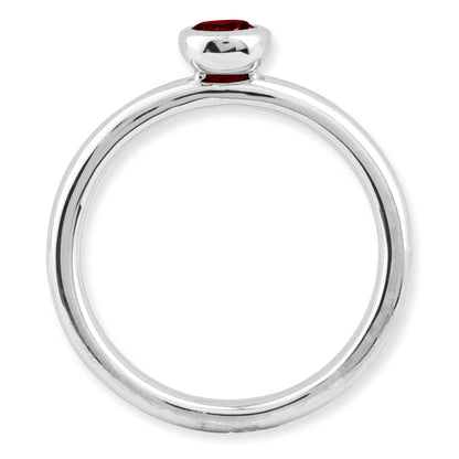 Sterlingsilber Stapelbar Expressions Low 4mm Rund Granat Ring