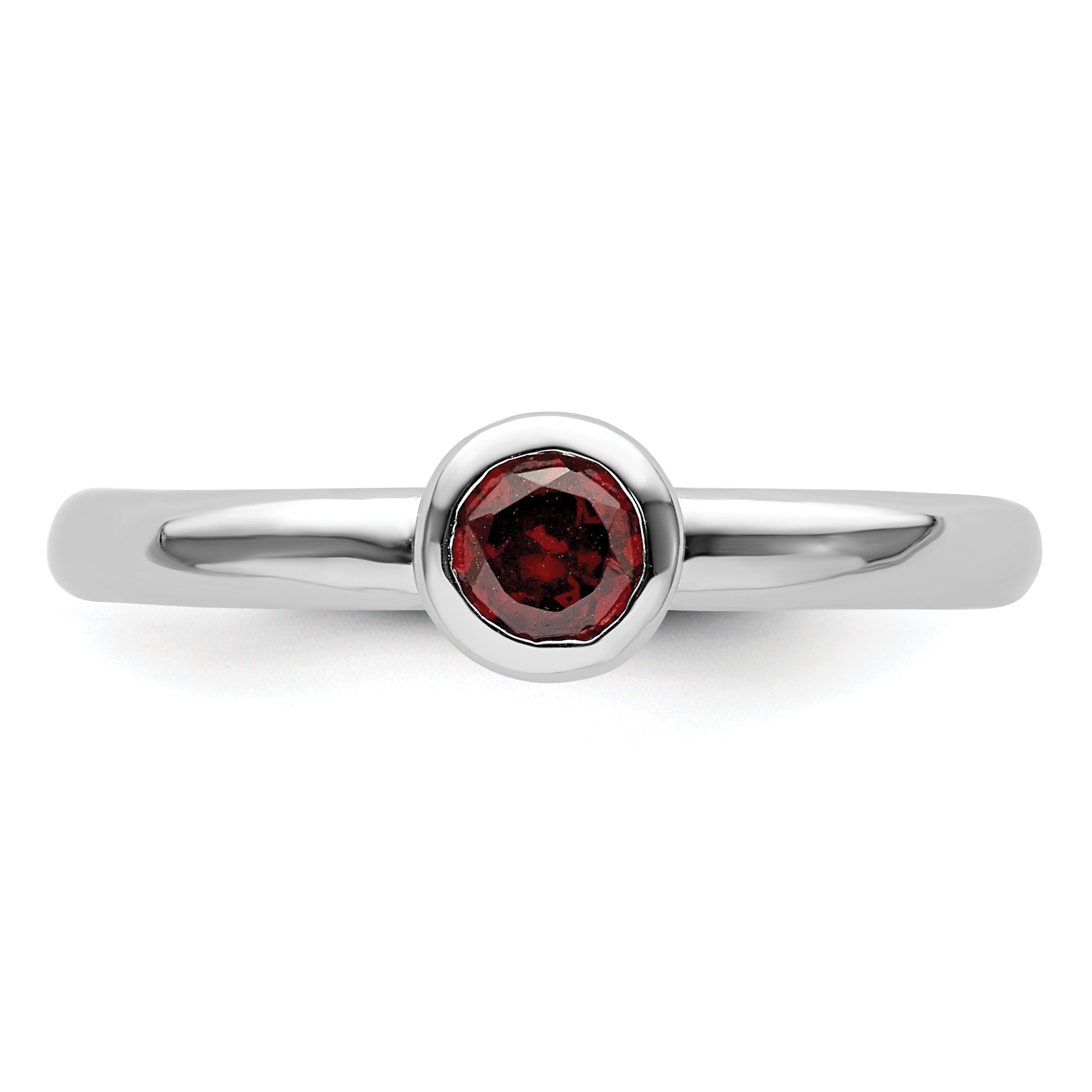 Sterlingsilber Stapelbar Expressions Low 4mm Rund Granat Ring