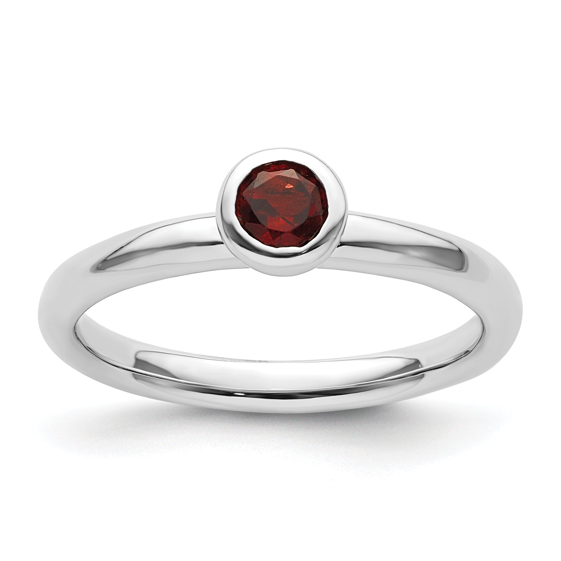 Sterlingsilber Stapelbar Expressions Low 4mm Rund Granat Ring