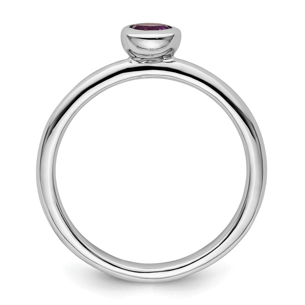 Sterlingsilber Stapelbar Expressions Low 4mm Rund Amethyst Ring