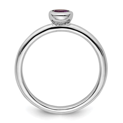 Sterlingsilber Stapelbar Expressions Low 4mm Rund Amethyst Ring