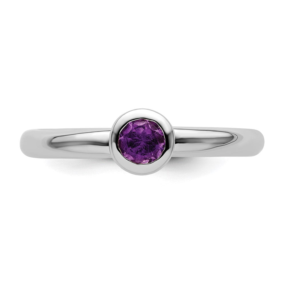 Sterlingsilber Stapelbar Expressions Low 4mm Rund Amethyst Ring
