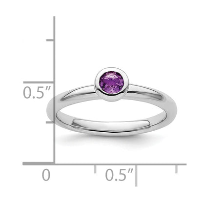 Sterlingsilber Stapelbar Expressions Low 4mm Rund Amethyst Ring
