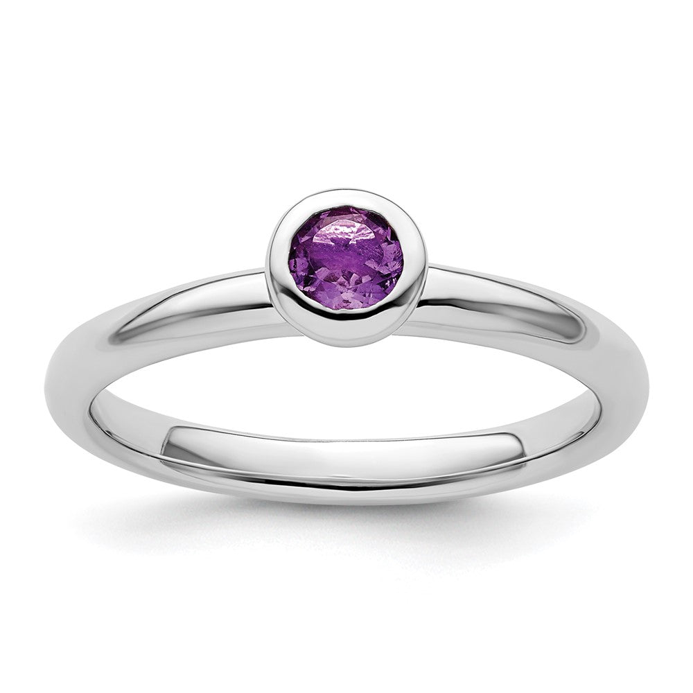 Sterlingsilber Stapelbar Expressions Low 4mm Rund Amethyst Ring