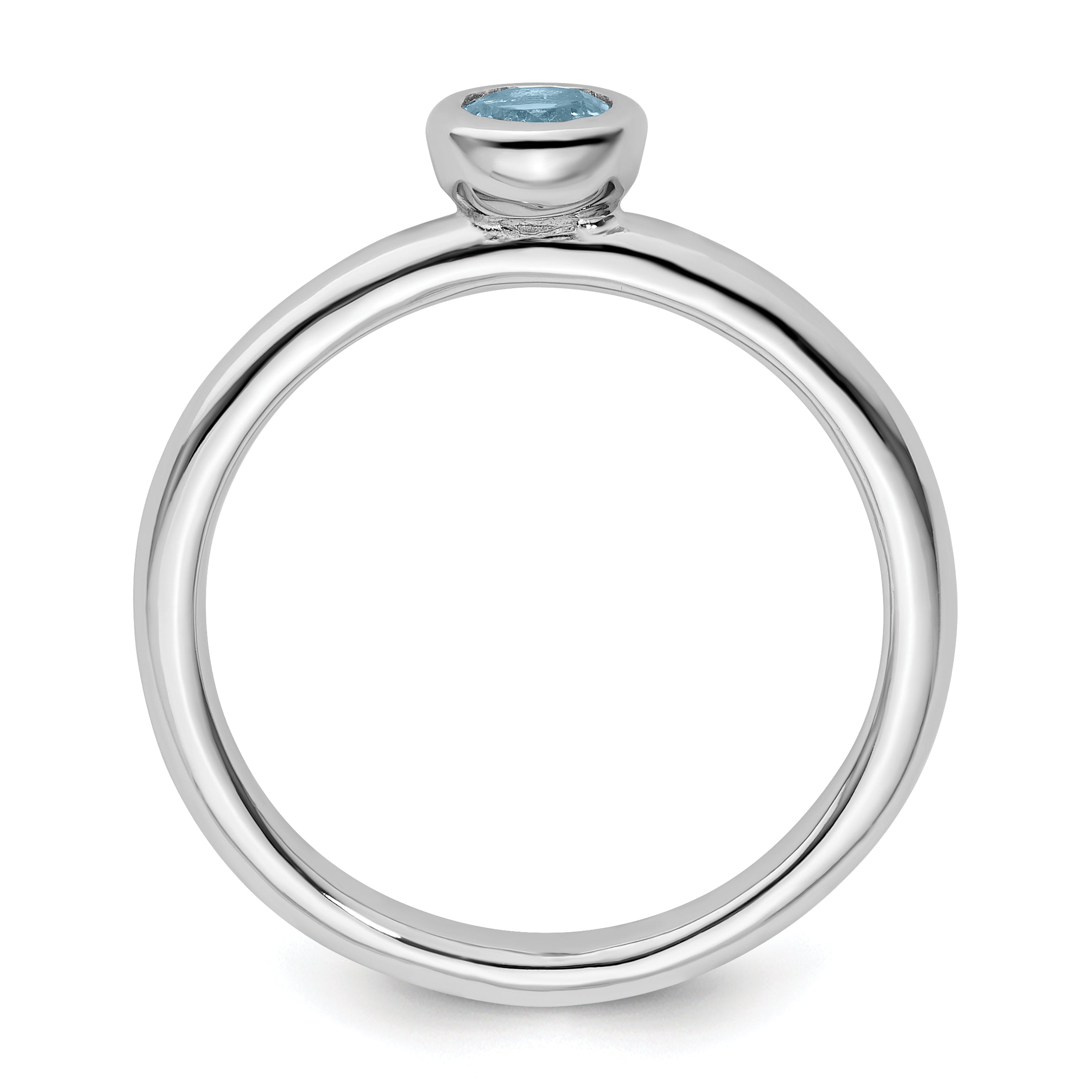 Sterlingsilber Stapelbar Expressions Low 4mm Rund Aquamarin Ring