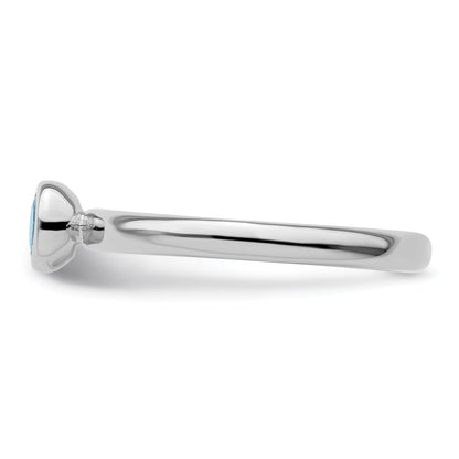 Sterlingsilber Stapelbar Expressions Low 4mm Rund Aquamarin Ring