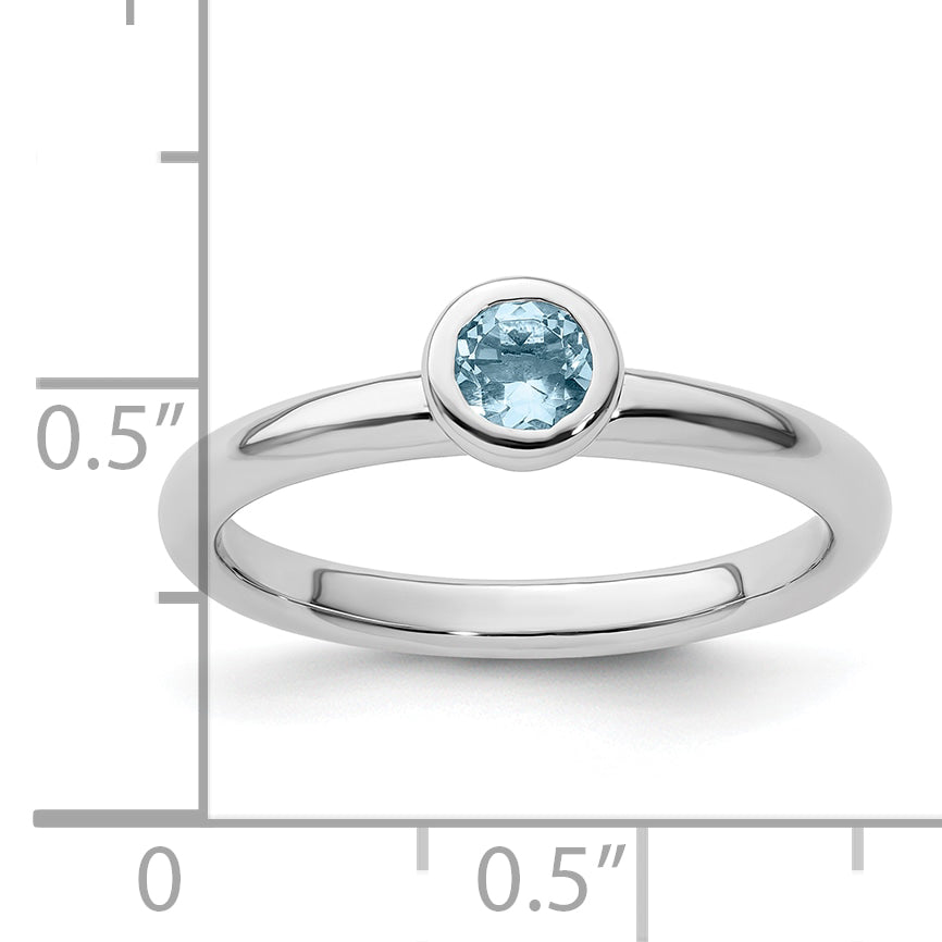 Sterlingsilber Stapelbar Expressions Low 4mm Rund Aquamarin Ring